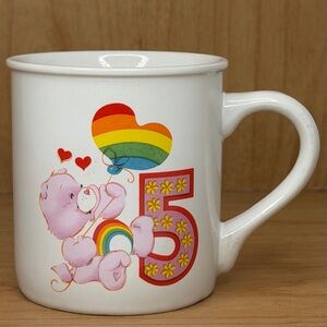 Vintage 1985 Care Bears Stoneware Birthday Coffee Mug Number 5
